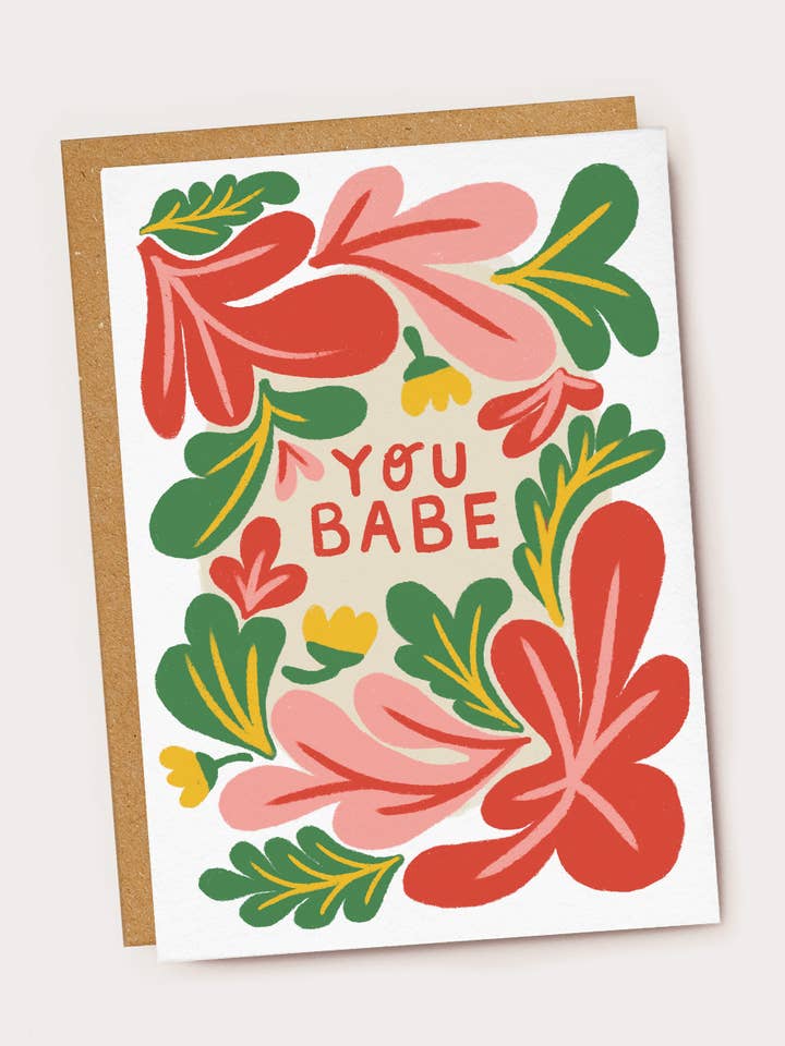 Tu Babe Cartolina Floreale - Verde, Rosso, Rosa per la vendita all'ingrosso da parte di Jade Fisher