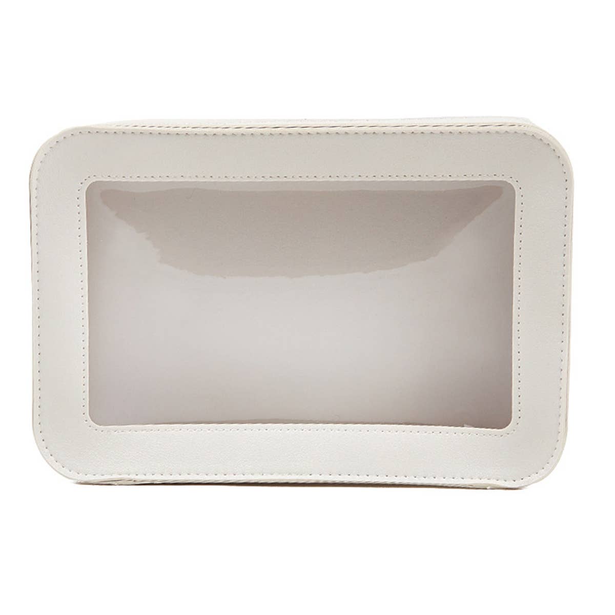 White SIMPLE TRANSPARENT TRAVEL TOILETRIES MAKEUP BAGS_CWAB1421 for wholesale on Faire5