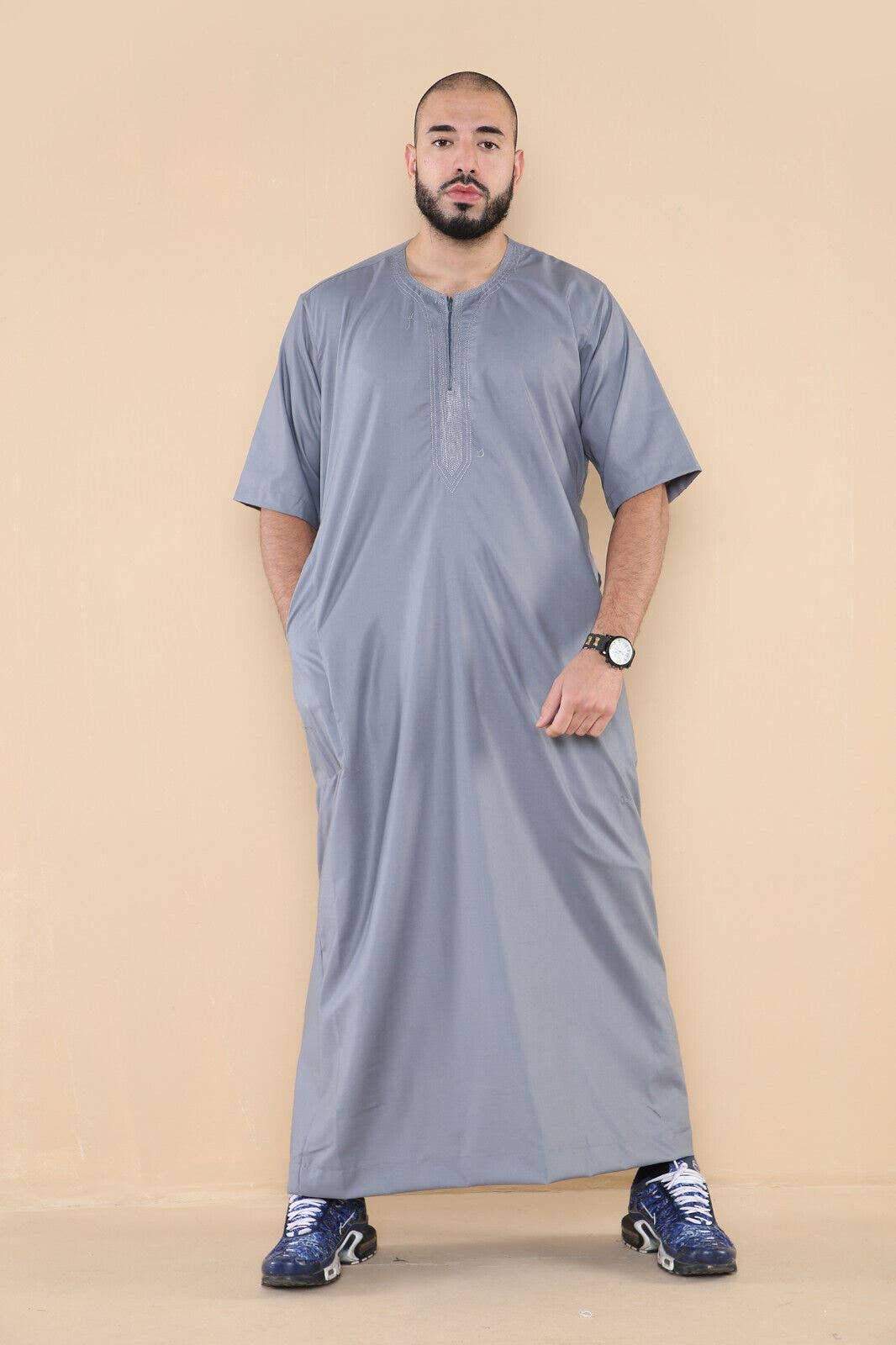 Infinity Leather (Upperclass Fashions Ltd) - Wholesale Robe - Men's - Mens Thobe Jubba Islamic Arab Moroccan Saudi Zipped Kaftan Arab Robe13