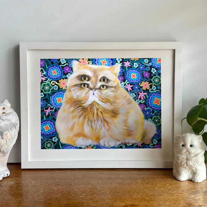 Psychedelic Cat Art Print – Pop Surrealism Animal Decor for wholesale by Natalie Jo Wright