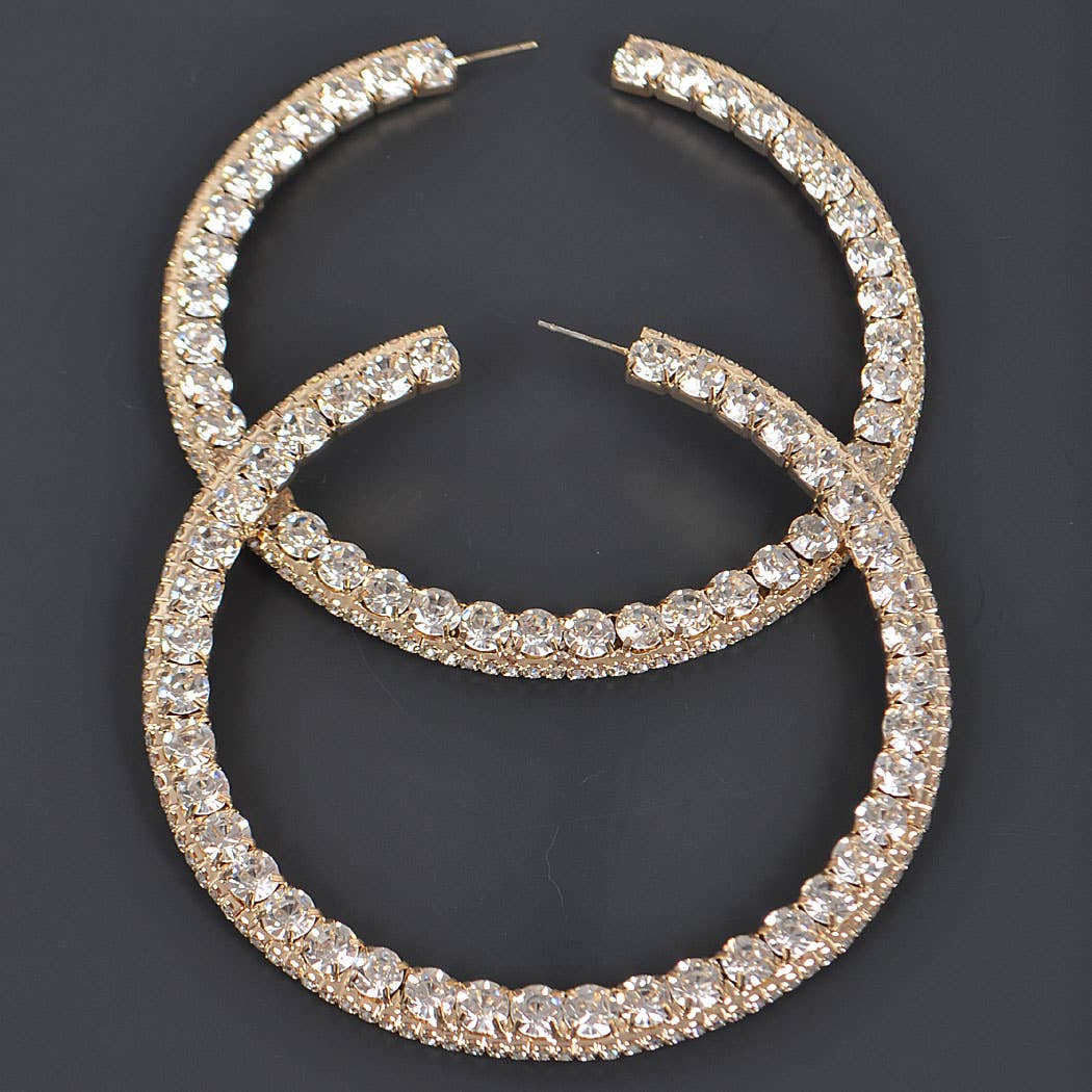 3AM BY H&D ACCESSORIES - Wholesale Hoop Earrings - 80mm Rhinestone Hoop Earring3
