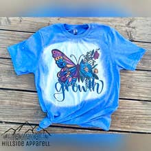 Growth Butterfly Bleach Tee for wholesale by Hillside Apparell