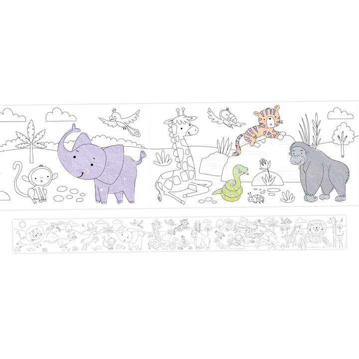 Robert Frederick Ltd - Wholesale Colouring and activity book – kids and baby - Colour Your Own 3m Jungle Animals Poster – Monkeys, Tigers, Parrots & Elephants5