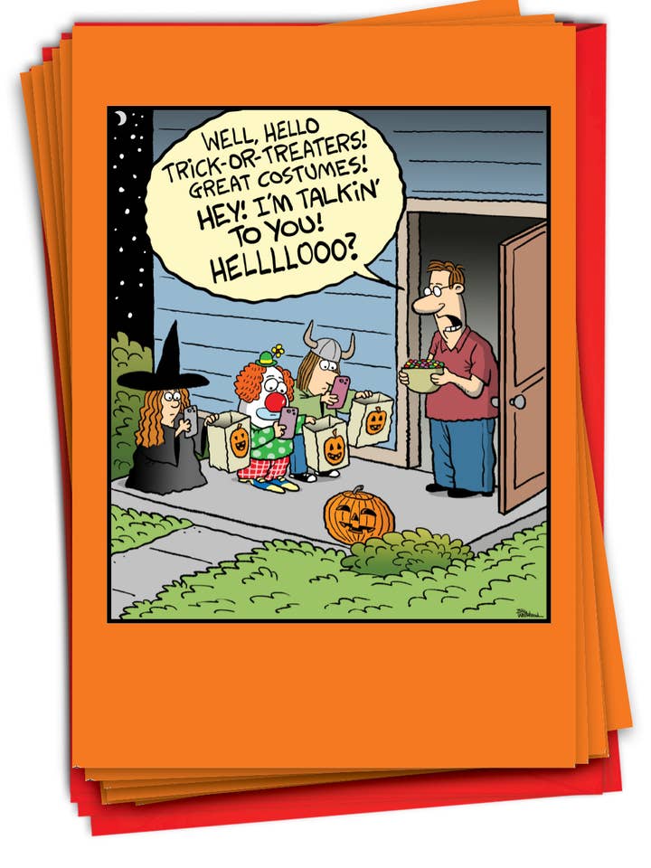 12 Funny Halloween Greeting Cards (1 Design) - Text Or Treat for wholesale by NobleWorks