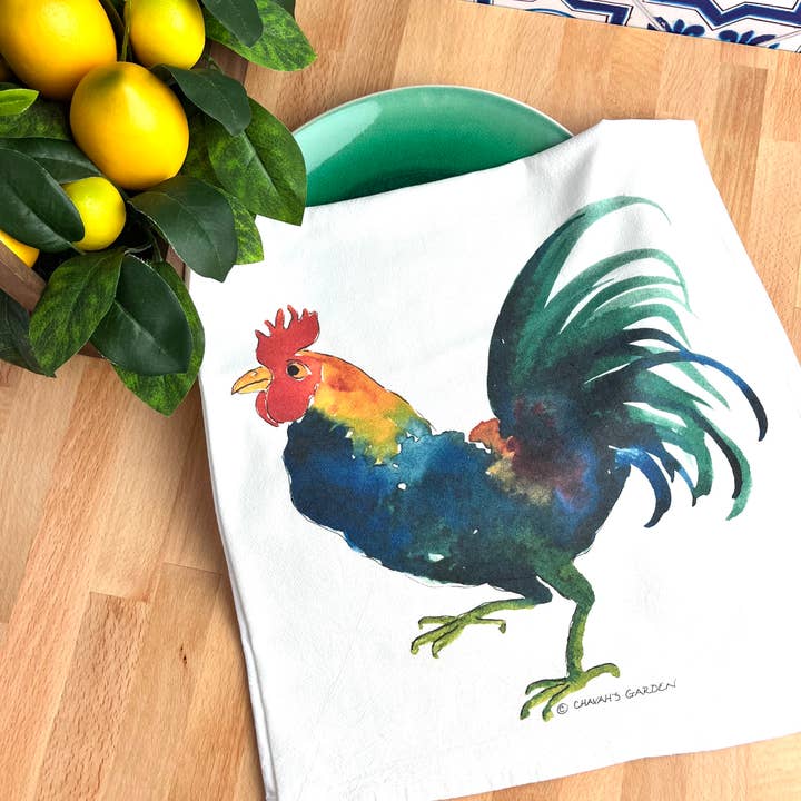 Flour Sack Tea Towels, Rooster, Garden Theme for wholesale by Chavah's Garden – Chavah's Garden
