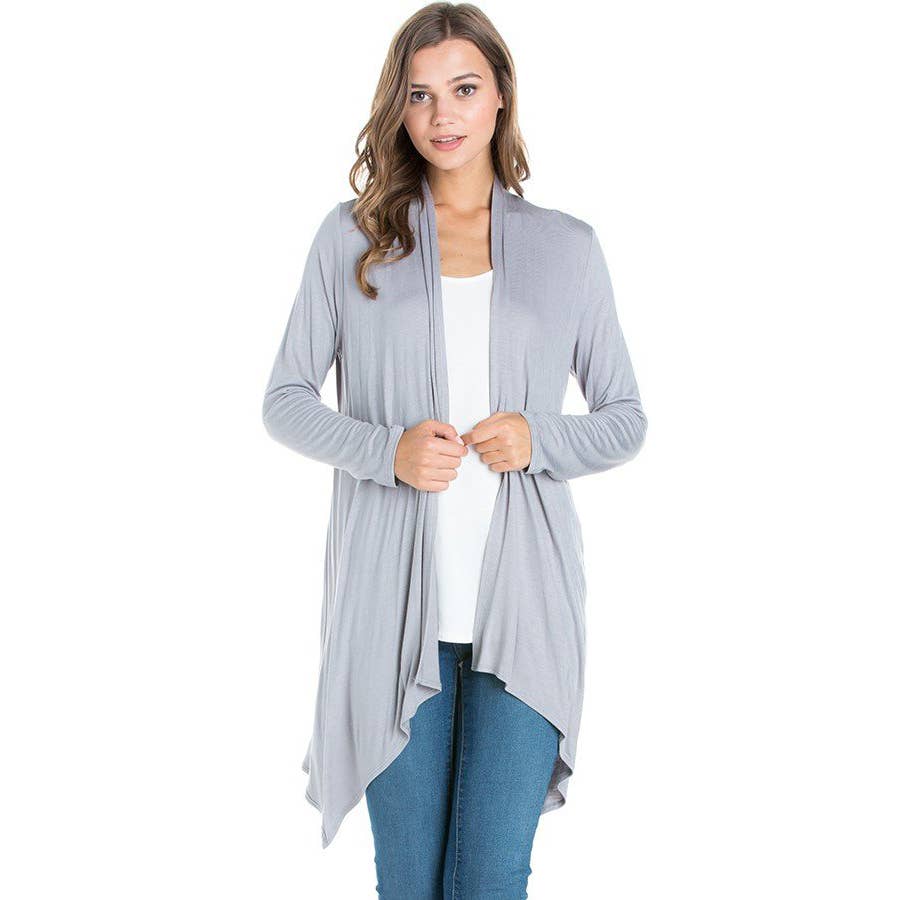 Azules Clothing – Großhandel Strickjacke – Damen – AJK-3006RS Langärmeliger Cardigan mit offenem Vorderteil und Wasserfallausschnitt44