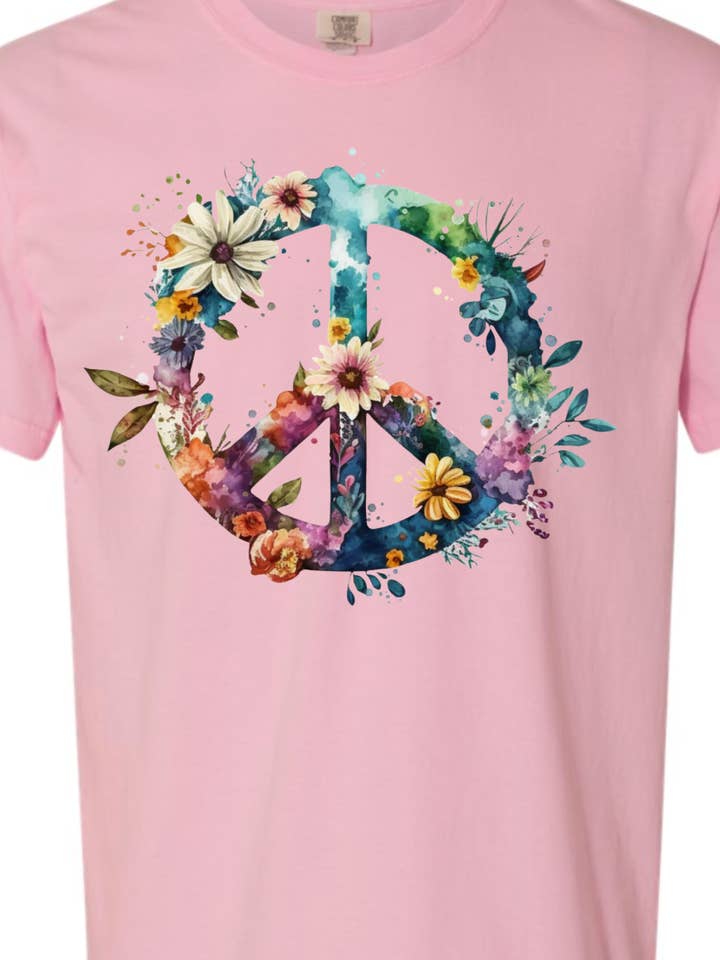 Kiki's Boutique - Wholesale Screen Printed T-Shirt - Women's - Peace Sign Comfort Color Tee8