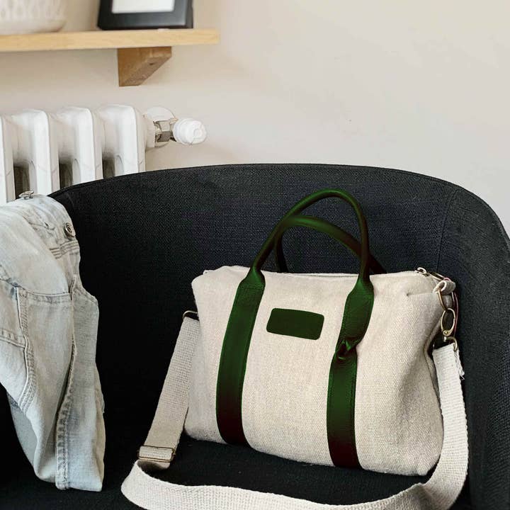 Crossbodytas van natuurlijk hennep met leren accenten in bosstijl voor wholesale door Fossette