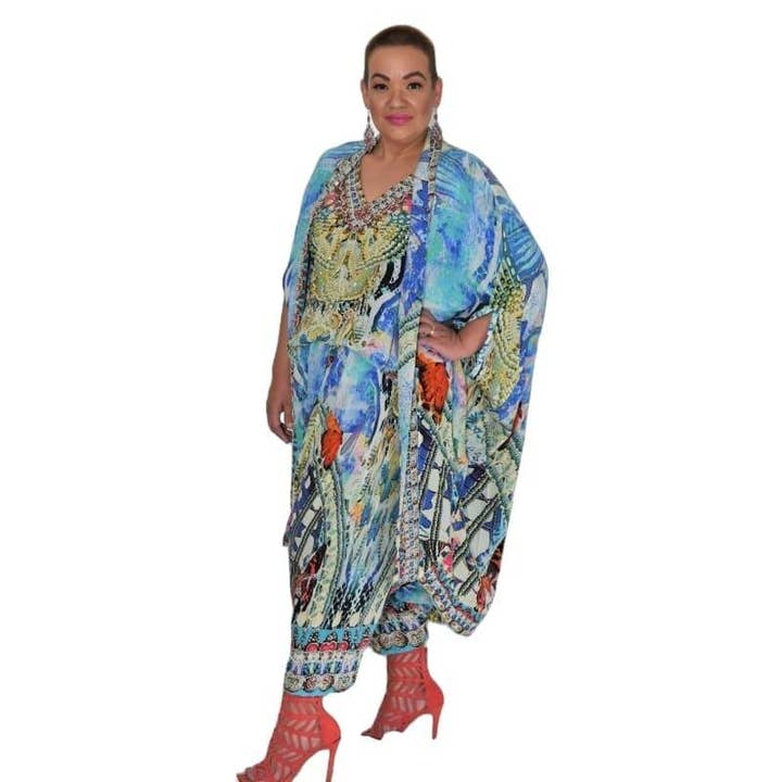 Kaftans that Bling – Engroshandel Bukser - Dame – Paradise blå silke harembukser