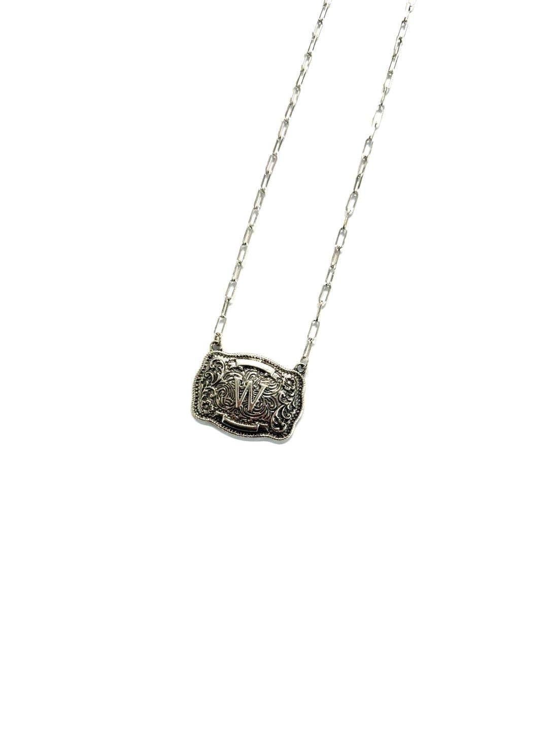 Snowing West - Wholesale Pendant/Charm Necklace - Western Belt Buckle Initial Necklace20