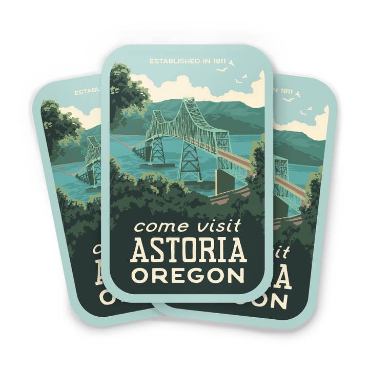 Astoria, Oregon Weatherproof Sticker for wholesale by Recollection Project