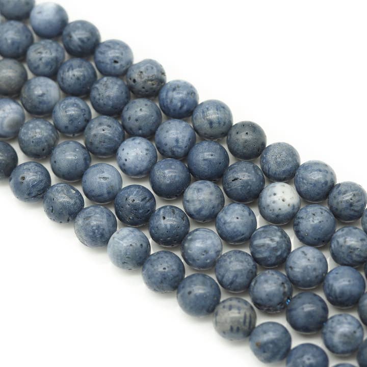Natural Blue Sponge Coral Round Smooth Beads, Sku#U1330 for wholesale by BestBeads&Beyond