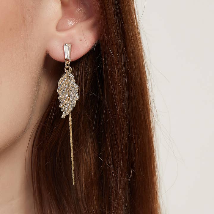 Brincos pendente em ouro Alaina, brincos em ouro, brincos pendentes por atacado de Melange Blanc