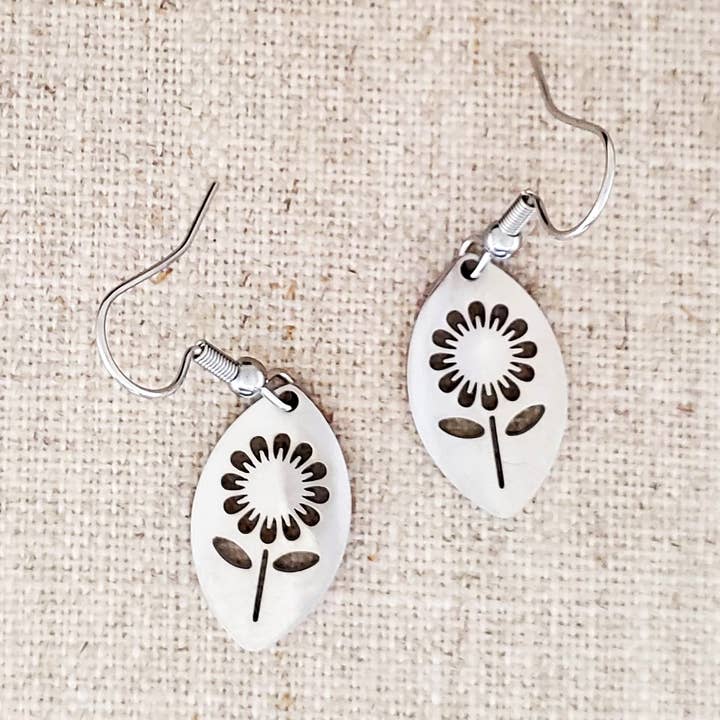 Stainless Steel Marquis Daisy Earrings for wholesale by Covaly Artisan Jewelry