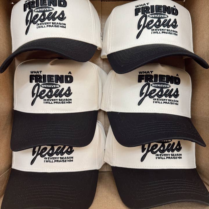 KENZKUSTOMZ - Wholesale Trucker Hat - Unisex - Friend in Jesus - Black Vintage Trucker Hat8