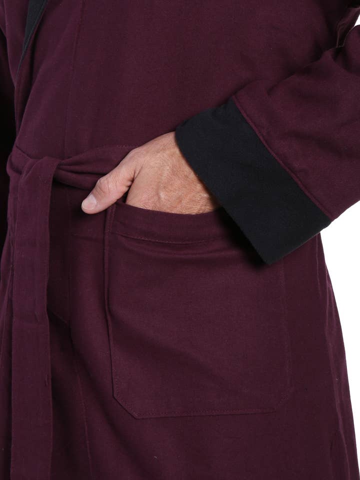 Noble Mount - Wholesale Robe – Men's - Men's Premium 100% Cotton Flannel Fleece Lined Robe42