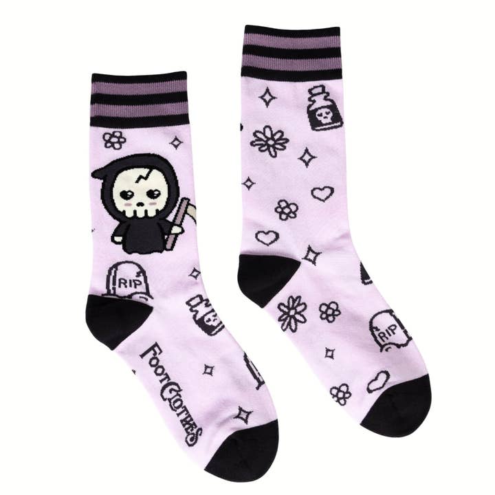 FootClothes LLC - Wholesale Socks - Unisex - Pastel Goth Grim Reaper Crew Socks
