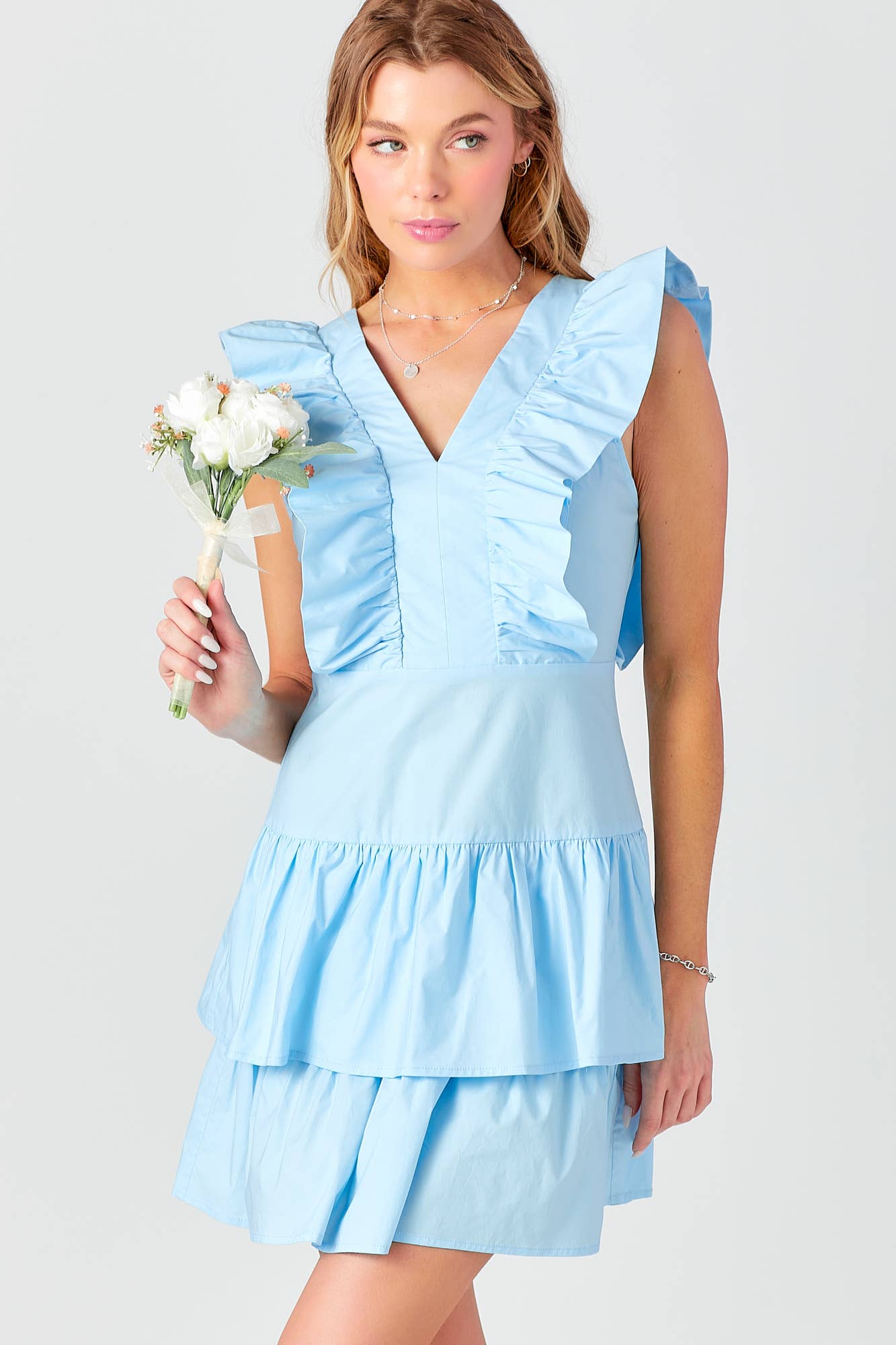 BABY PINK – Engroshandel Kjole - Dame – Ruffled V-hals kjole7