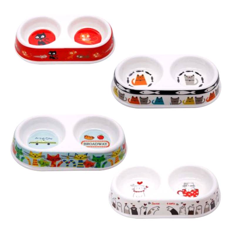 Deluxe Import Trading - Vendita all'ingrosso Ciotola - Cani e gatti - Ciotola Doppia per Animali Domestici in Melamina0