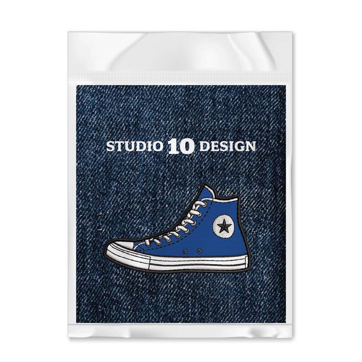 Studio Ten Design - Wholesale Patch - Blue High Top Sneaker Iron-on Patch