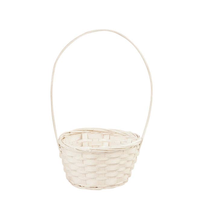 WALD IMPORTS - Vente Paniers - Panier en bambou blanc de 6 po avec poignée1