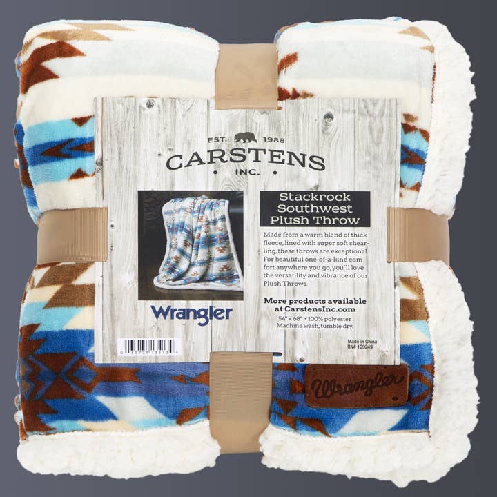 Carstens, Inc. - Wholesale Throw Blanket - Wrangler® Stack Rock Southwest Plush Sherpa Throw4