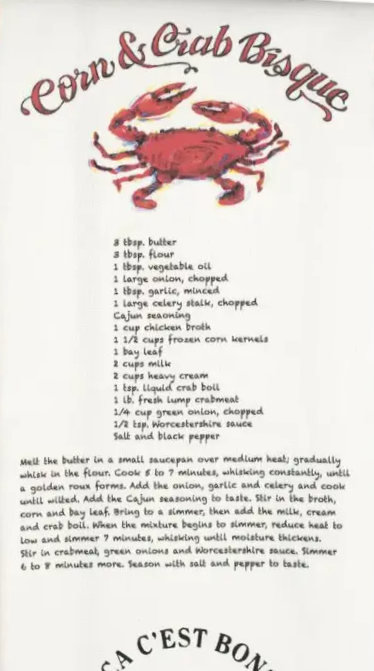 THE PARISH LINE - Wholesale Tea Towel - Kitchen Towel - Ca C'est Bon Corn and Crab Bisque3