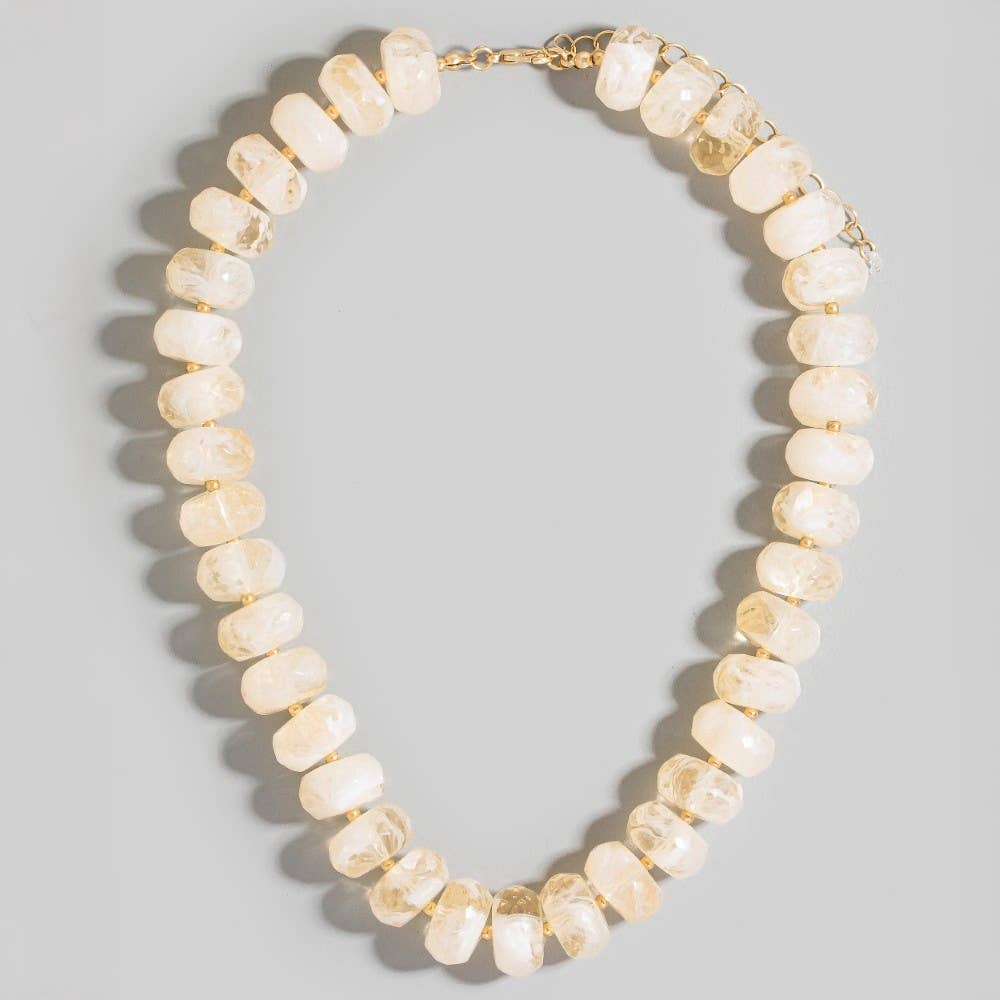 The Looks by Fame Accessories - Wholesale Pendant/Charm Necklace - Large Faceted Marble Resin Beaded Necklace7