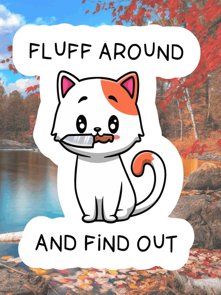 Rolig, Fluff runt katten, Vattentäta klistermärken, Hydroflask klistermärke, Meme klistermärke, Laptop Dekal, Tumbler Klistermärken, Vattenflaska Dekal för wholesale av Crazilyhumbledesigns