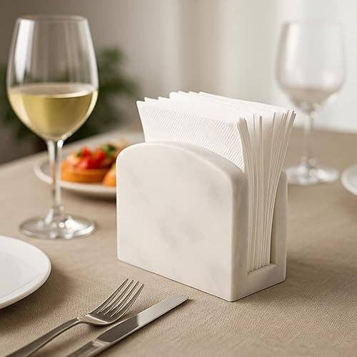 Kalu Creations - Wholesale Napkin Holder - White Marble Napkin Holder – Elegant Table Napkin Holder for Kitchen, Dining Room, and Events – Handmade Natural Stone Accessory – Kalu Creations2