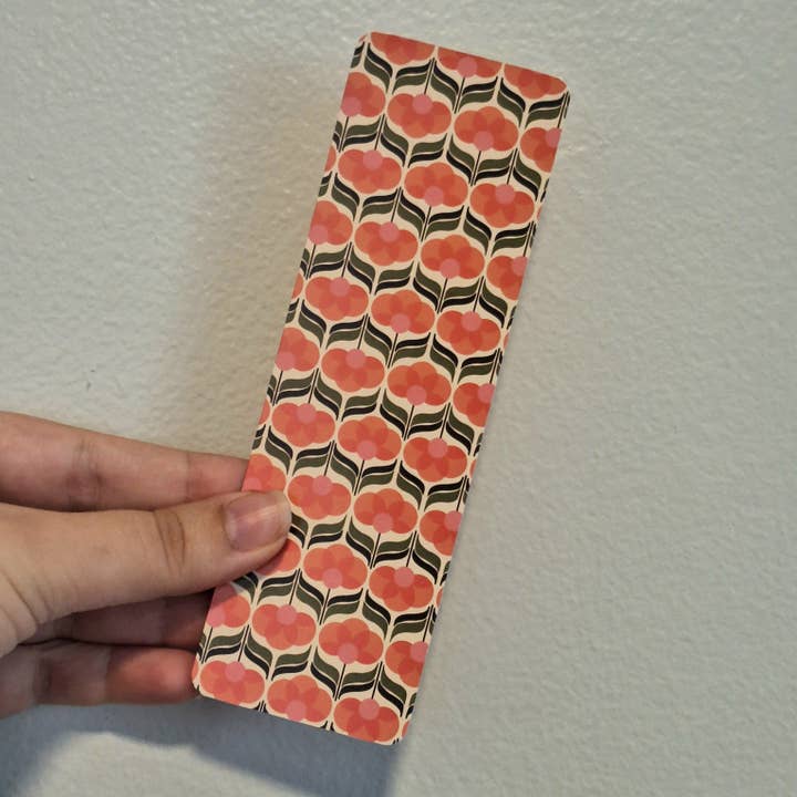 Segnalibro di carta con motivo floreale retrò rosso anni '70 per la vendita all'ingrosso da parte di Gen Aumonier Art