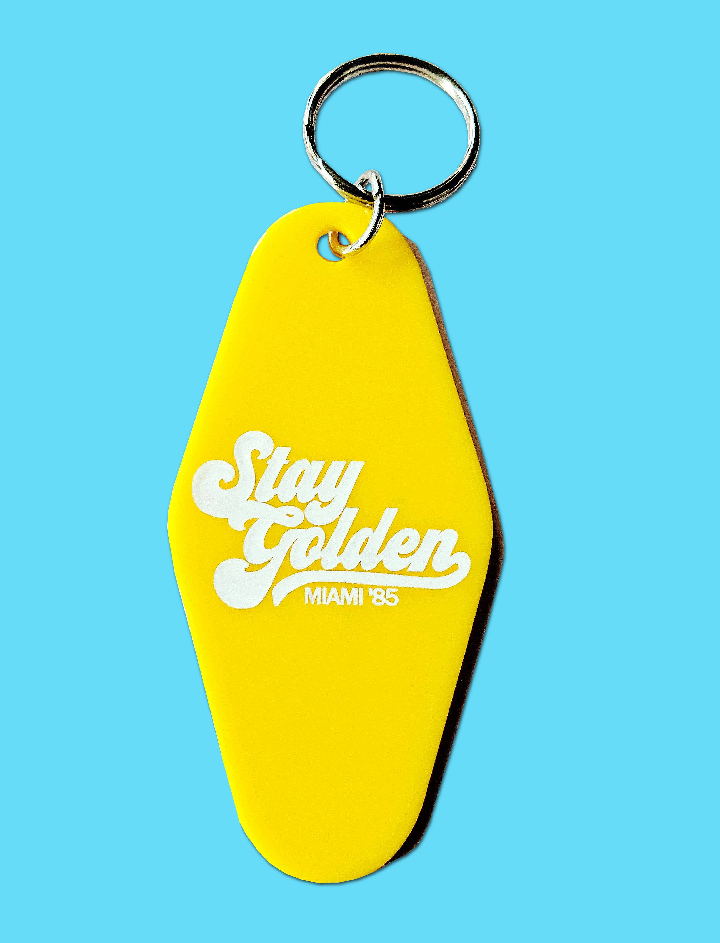 HelloSailorTees - Wholesale Sleutelhanger - Dames - Stay Golden Miami Plastic Motel Hotel Sleutelhanger Retro Golden1