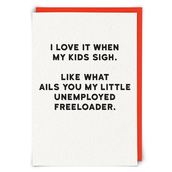 Freeloader Greeting Card for wholesale by Redback Cards - ALL duties and tariffs paid