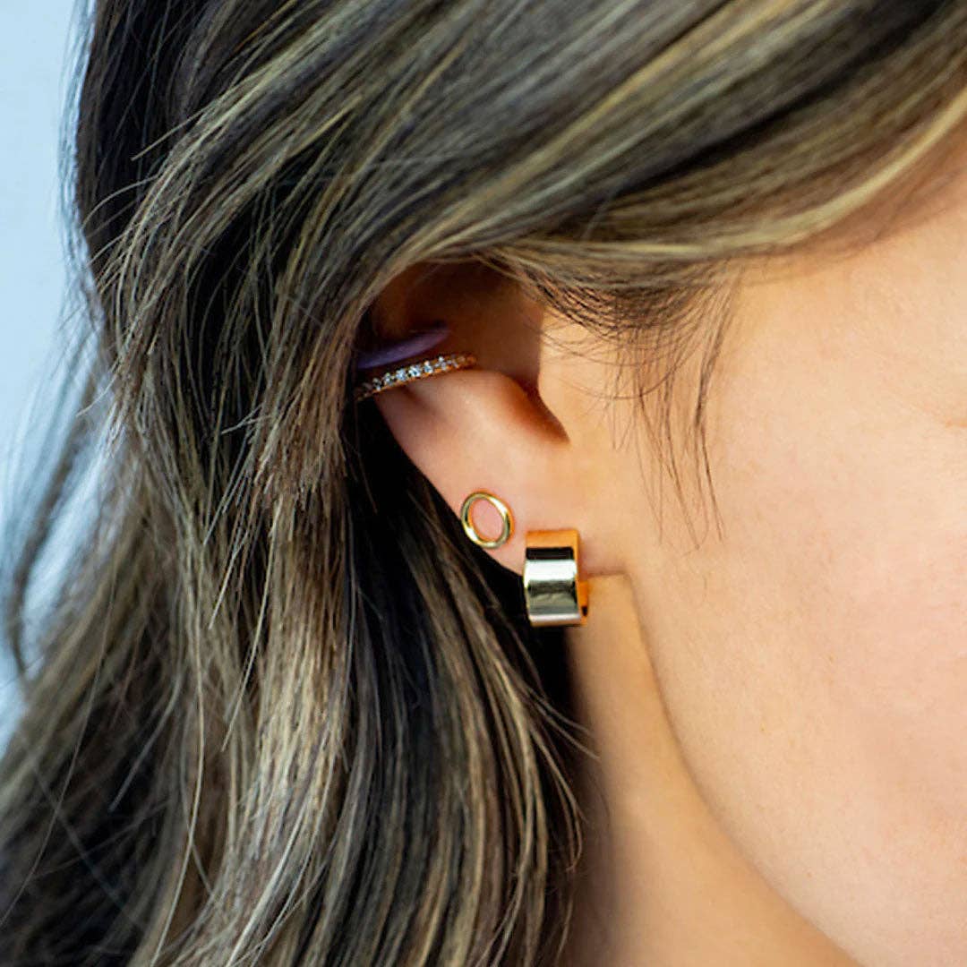 Kris Nations - Wholesale Huggie Earrings - Wide Hinged Huggie Hoop Earrings5