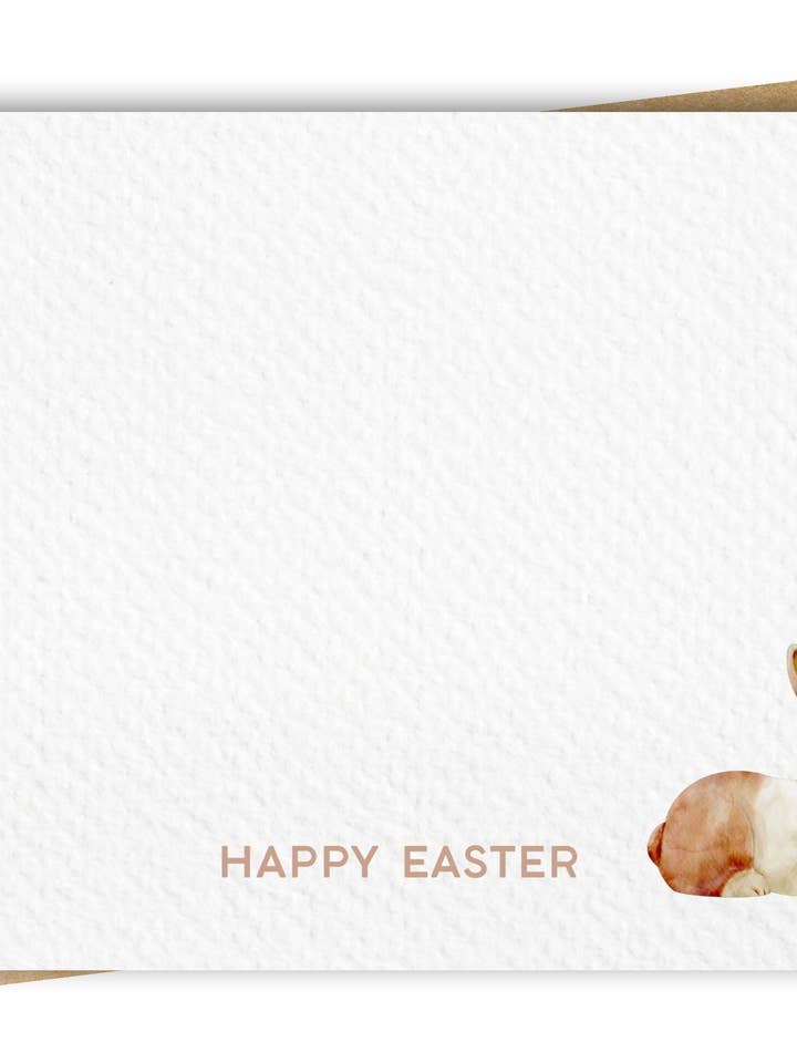 Biglietto di Pasqua con coniglietto in un angolo, busta in carta kraft inclusa per la vendita all'ingrosso da parte di Paper Kuts