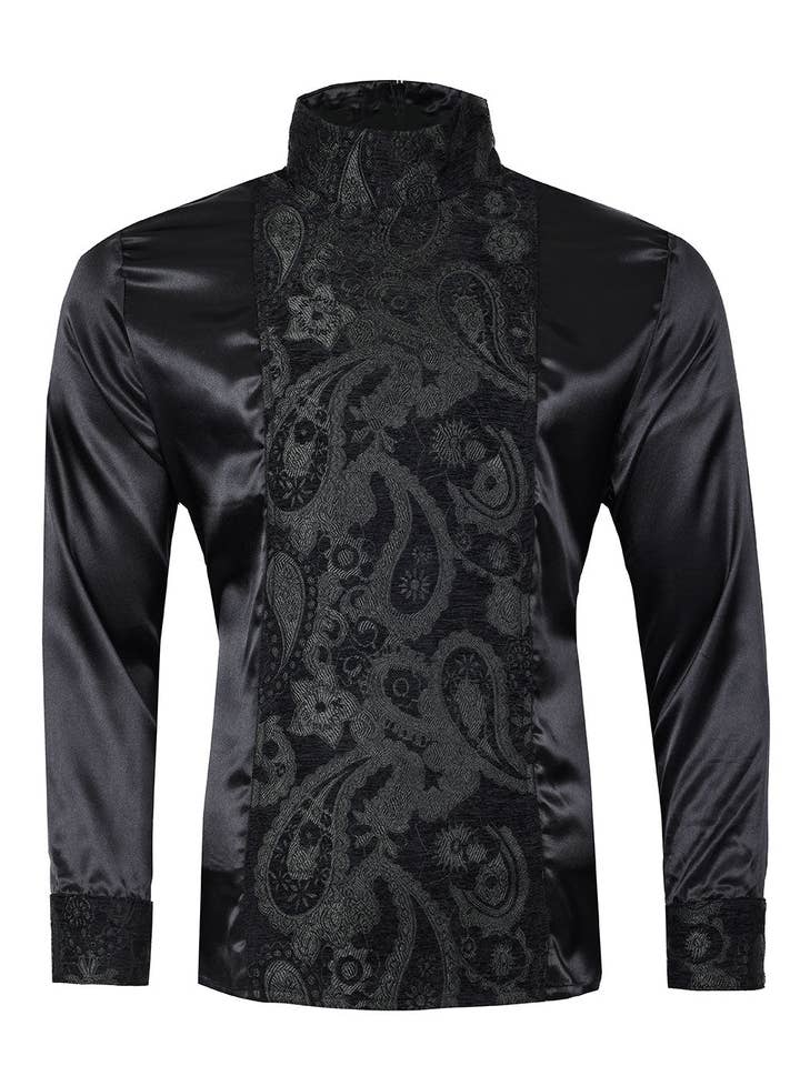 Men's Paisley Long Sleeve Turtle Neck shirt 3MT05 for wholesale by BARABAS