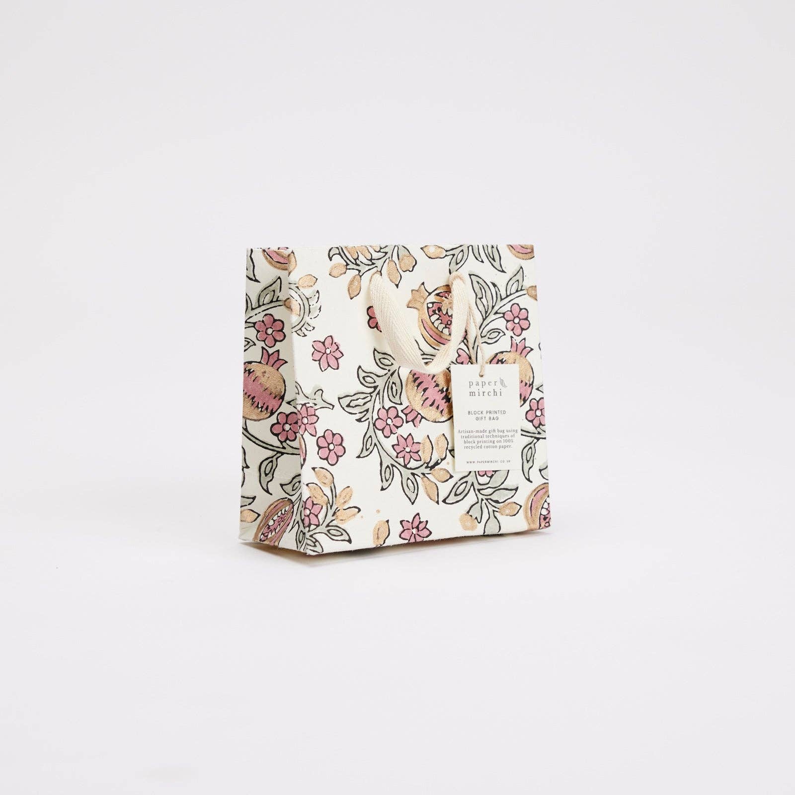 Paper Mirchi - Vente Pochette cadeau - Sacs Cadeaux Imprimés à la Main (Petits) - Terre Rose6