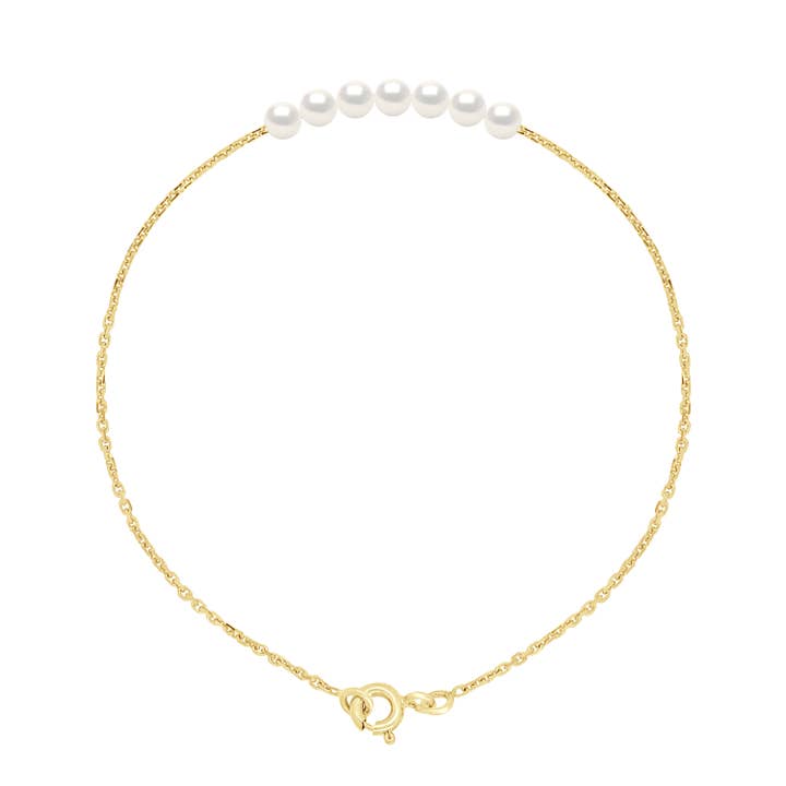 Pulsera con 5 perlas auténticas cultivadas en agua dulce para venta al por mayor de Mitzuko