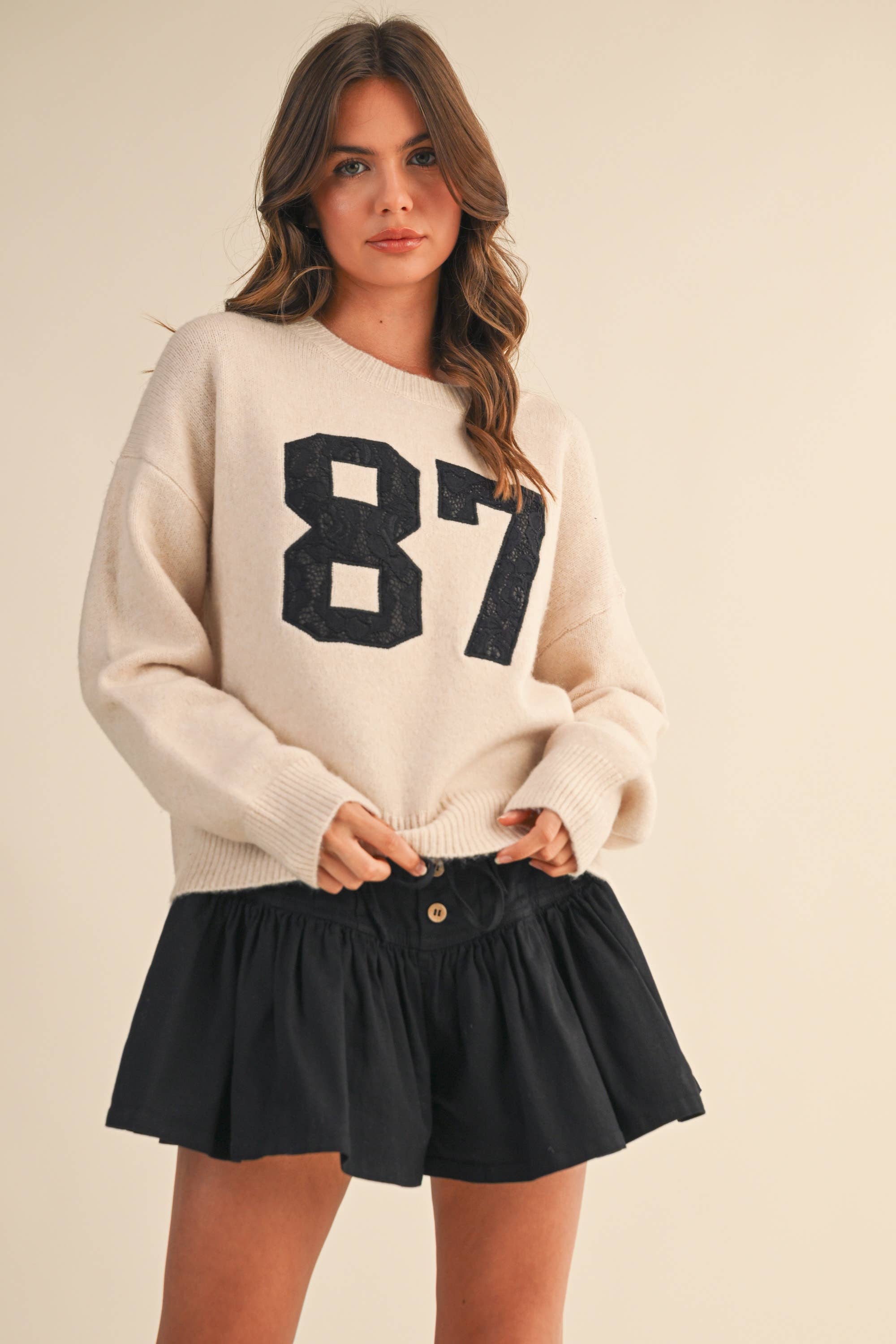 Klesis - Vente Pull en maille – femme - IT4429 87 HAUT EN MAILLE AVEC CONTRASTE DE DENTELLE1