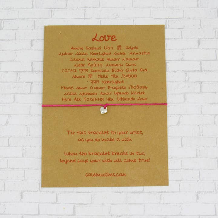 Bracelet de Vœux de la Saint-Valentin, Amour en 40 Langues pour la vente par Salem Wishes