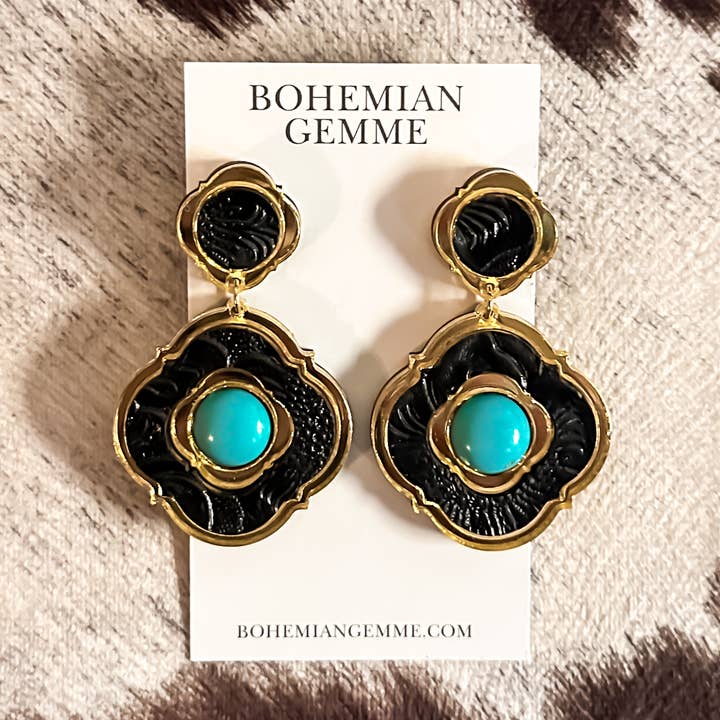 Eloise Vintage Dangle Earrings-Turquoise for wholesale by BOHEMIAN GEMME