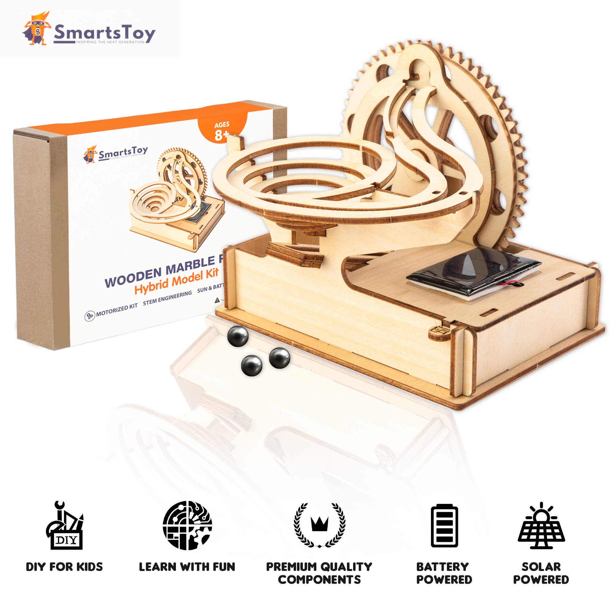 SmartsToy - Wholesale Wood Toy - Kids - Solar Wooden Marble Runs For Kids 8-12 3D Puzzles for Kids A2