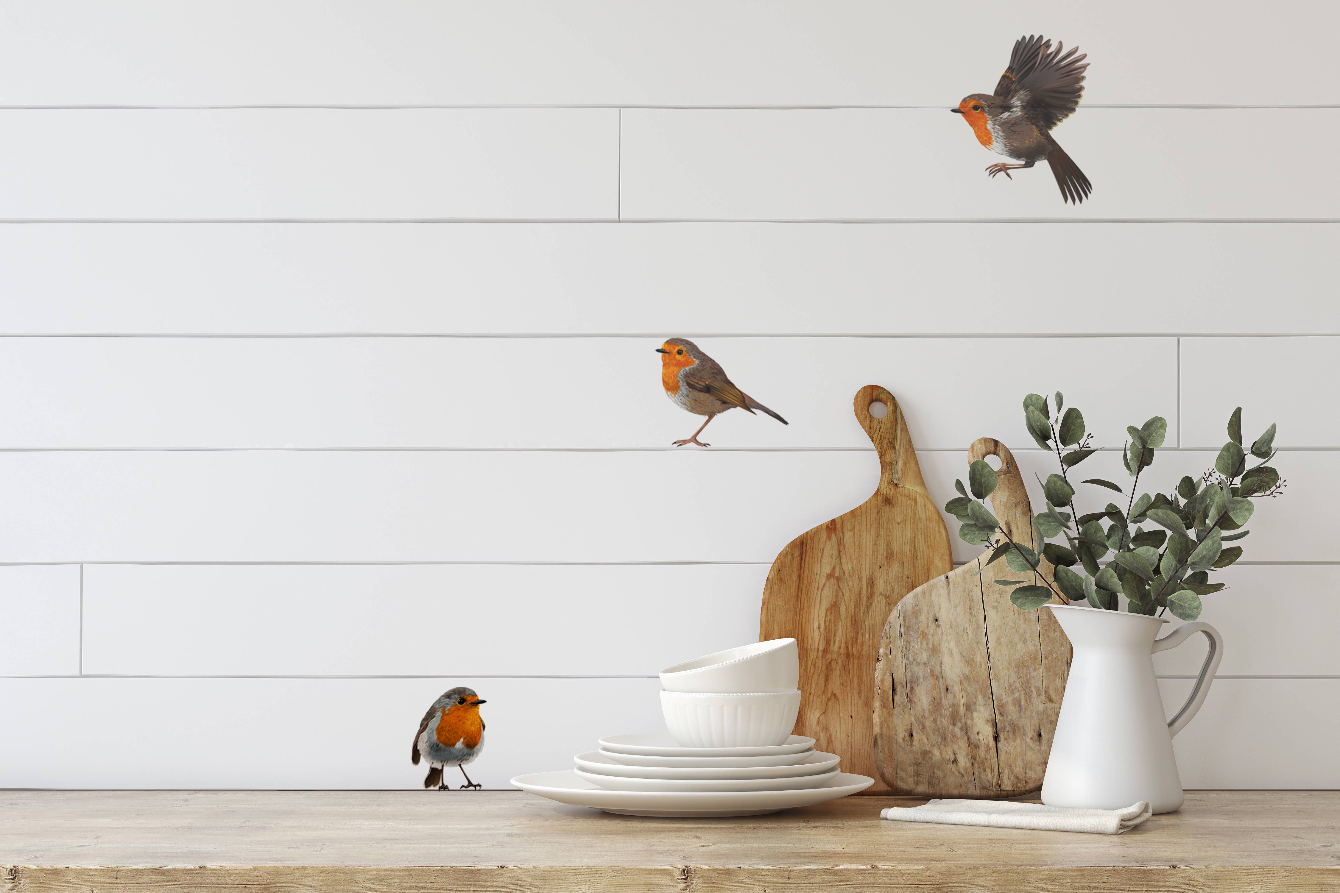 MYRTE – wholesale Fönster-/väggdekal – Väggdekor med rödhakeillustration2