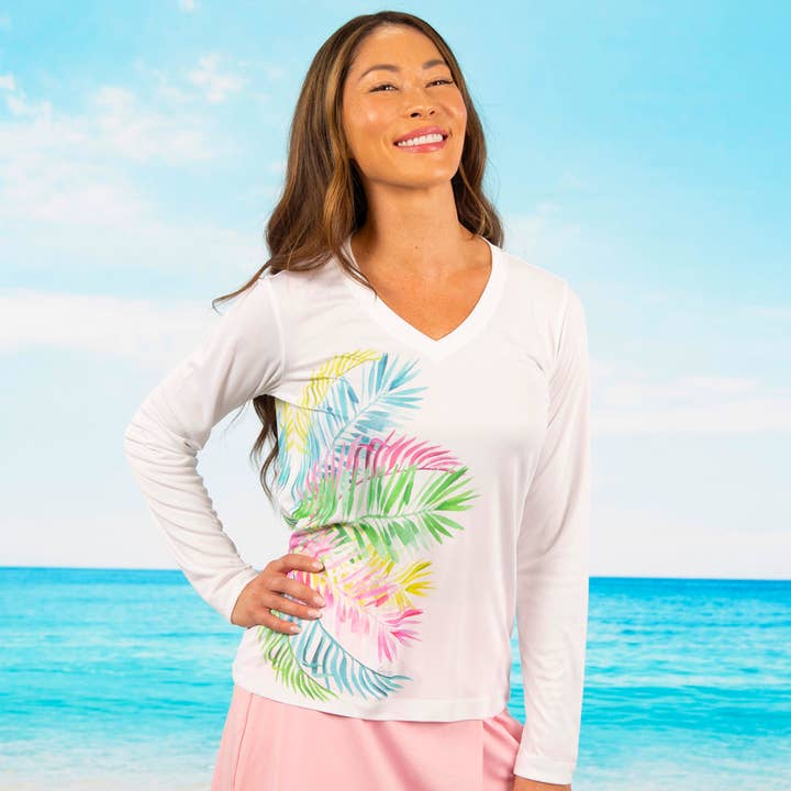 Chemise ultra confortable « Rainbow Palm » UPF 50 Performance pour la vente par Caloosa WaterWear