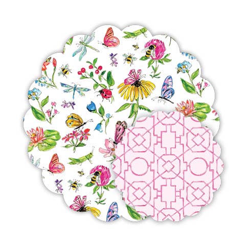 Ensemble de napperon rose en treillis de bambou pour la vente par RosanneBeck Collections