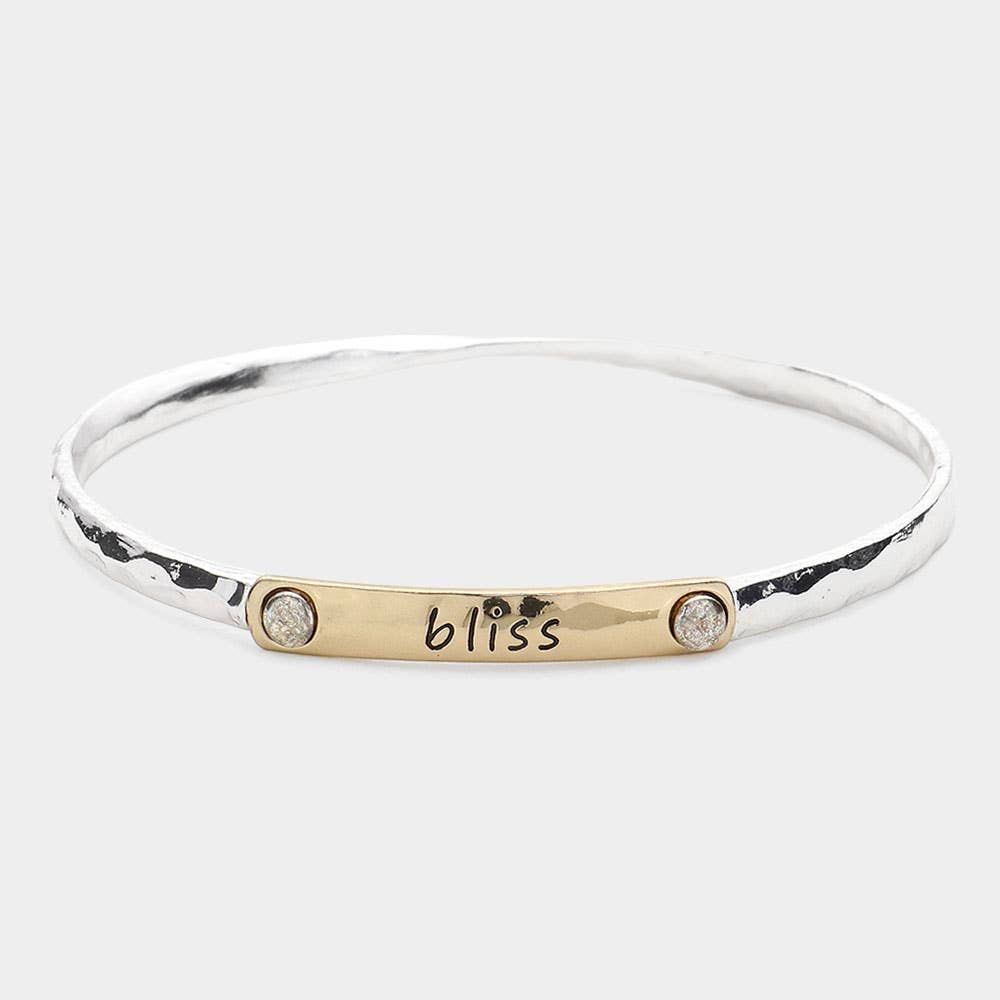 Sensibling Corp. - Wholesale Bangle Bracelet - Bliss Message Two Tone Metal Bangle Bracelet3
