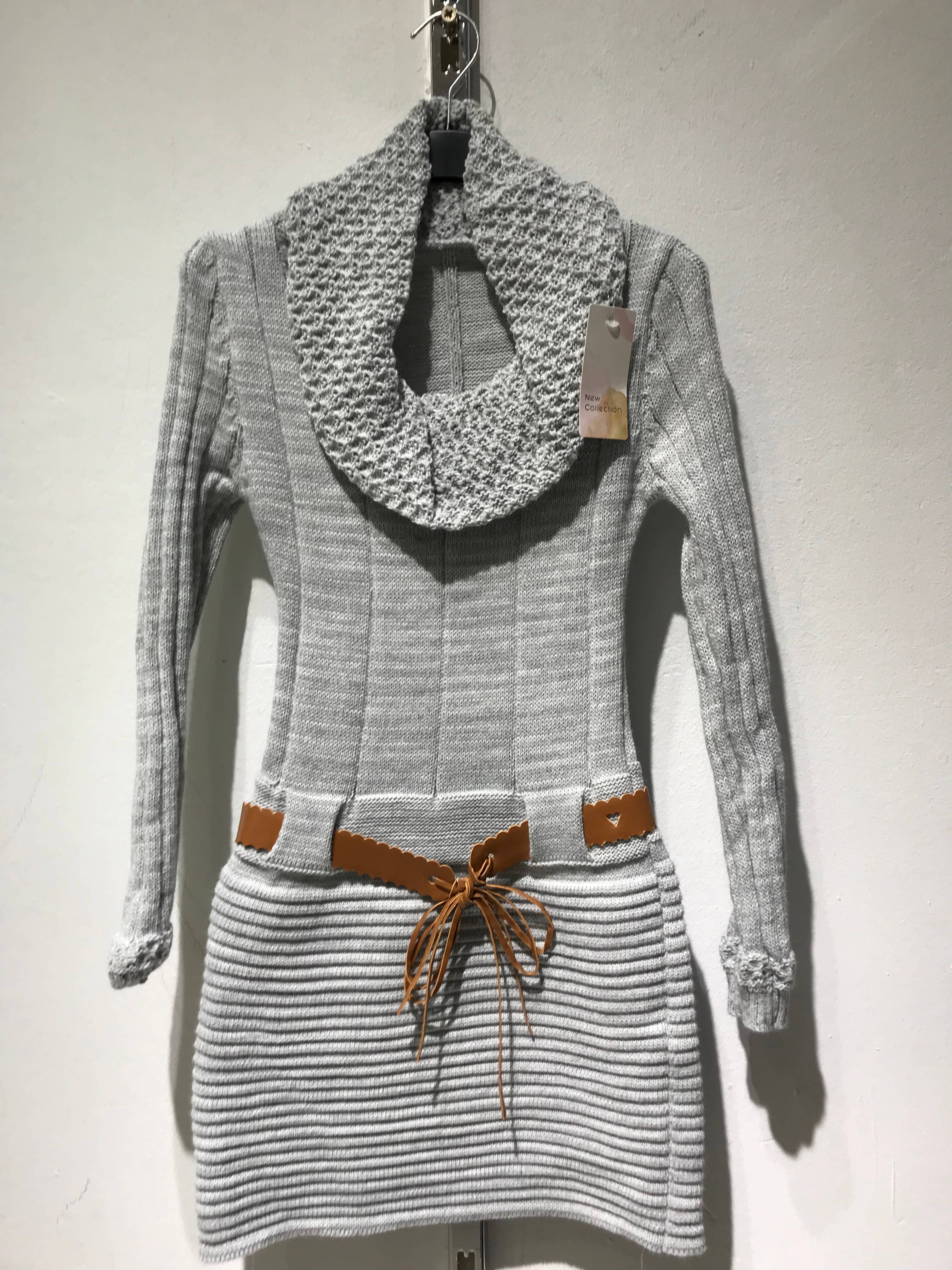 Only Yuan - Wholesale Knit Top - Women's - ref 2225 long sweater with belt1