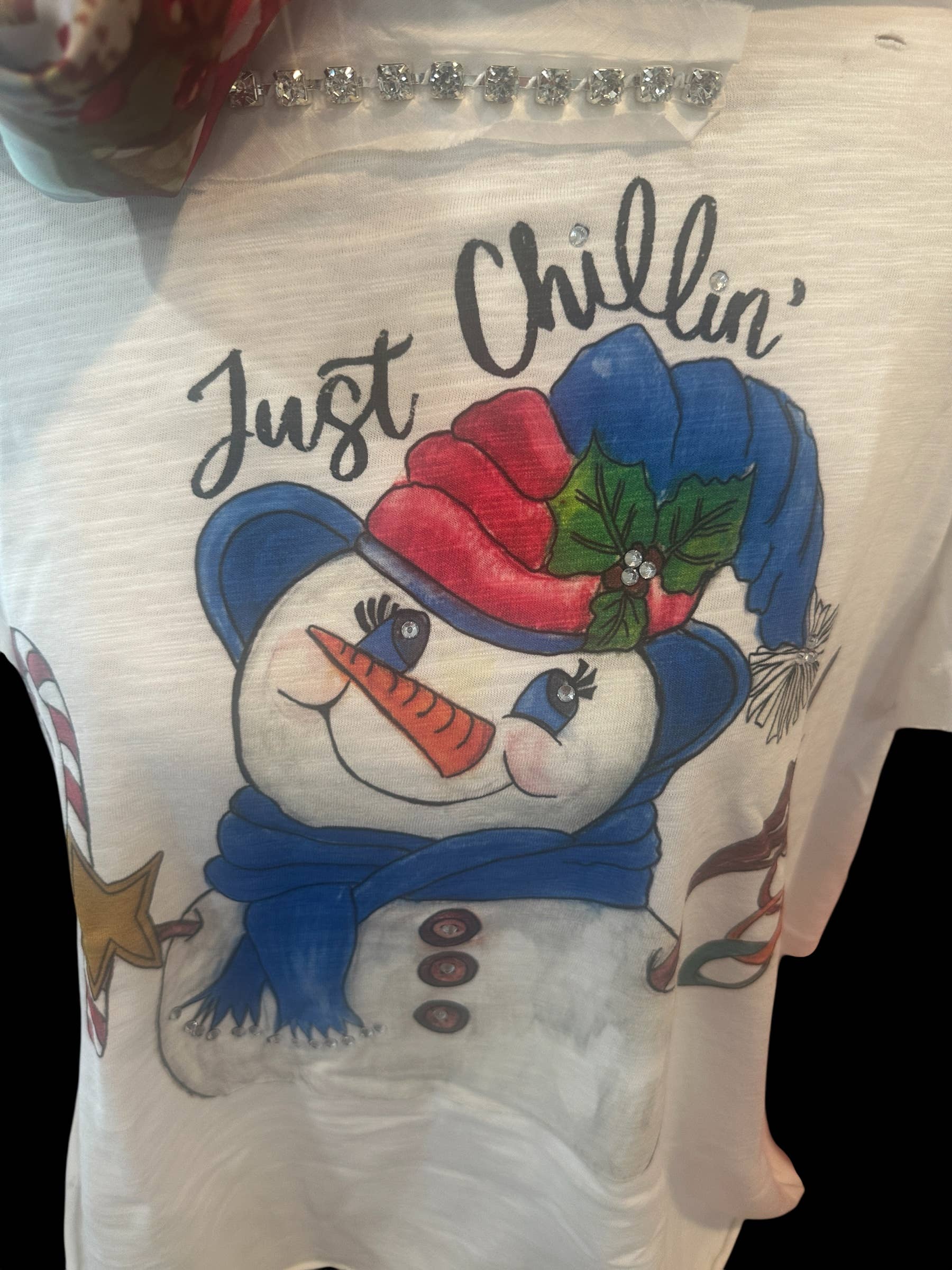 A Rare Bird Shop - Wholesale Screen Printed T-Shirt - Women's - Just Chillin' Snowman Tattered Shirt 4