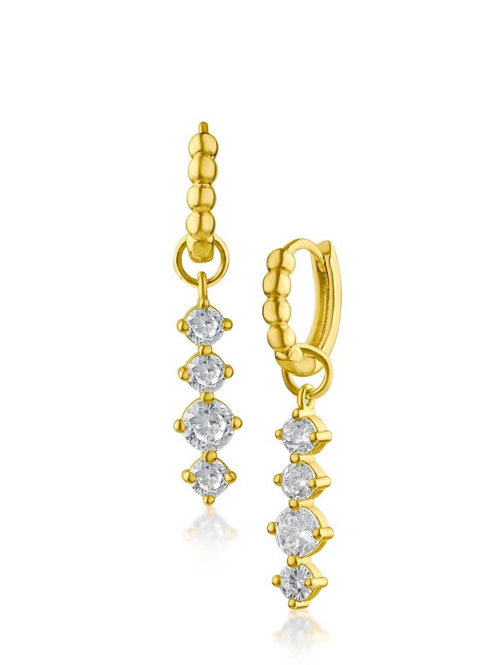 Round CZ Bar Drop Huggies for wholesale by CZ by Kenneth Jay Lane