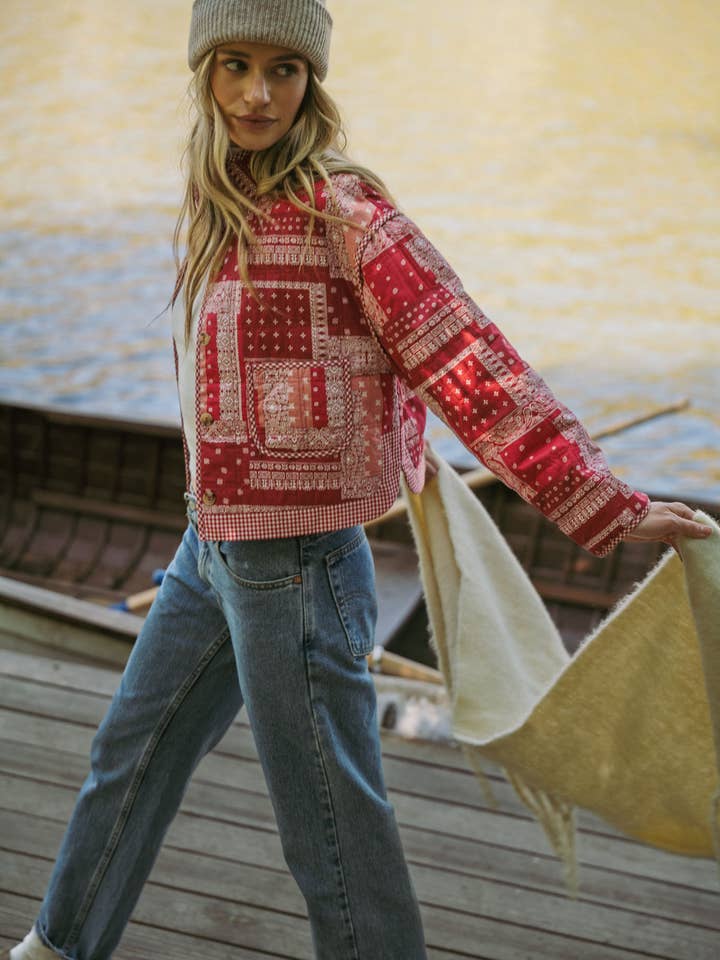 &MERCI - Wholesale Jacket - Women's - BANDANA PATCHWORK QUILTED JACKET MJK417522